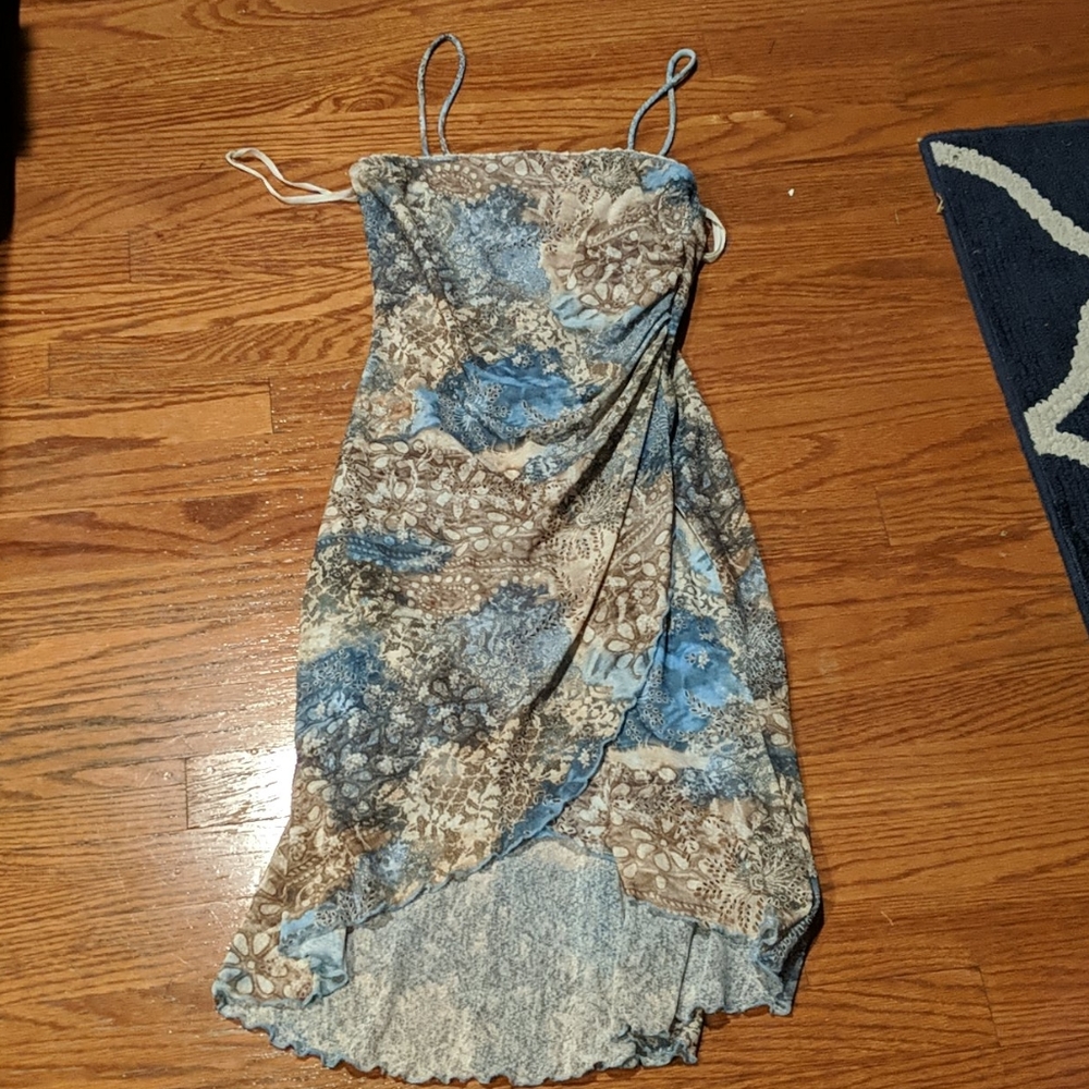 Blueish tan floral sundress dress